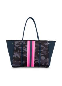 Tas Pantai Neoprene Motif Garis Leopard Berlubang dengan Logo Kustom, Tas Jinjing Neoprene Musim Panas untuk Wanita - Product Image 3