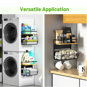 Cross-border wooden <b>kitchen</b> <b>storage</b> <b>rack</b>, wrought iron and wooden <b>storage</b> <b>rack</b>, wall-mounted vegetable and fruit <b>storage</b> - Product Image 4