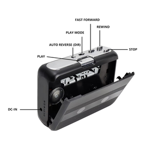 Convertisseur de cassette en MP3 portable, alimenté par USB, corps en plastique avec fente pour carte TF pour l'enregistrement et la conversion audio USB - Product Image 5