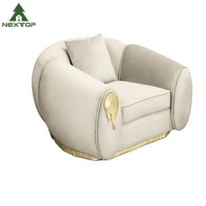 Sofá Italiano Minimalista <span class=keywords><strong>Bocado</strong></span> Lobo para el Hogar, Sofá Triple de Cuero Genuino para Sala de Estar, Sillón Metálico para Villa - Product Image 3