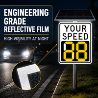 Panneau d'affichage de vitesse radar solaire avec LED ambre, signalisation d'avertissement de survitesse, indicateur de vitesse des véhicules en temps réel