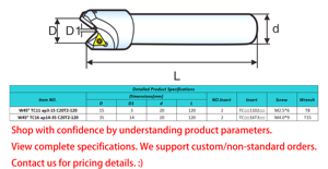 TCMT Insert CNC External Corner Rounding Milling Tool Straight Shank <strong>Chamfer</strong> Cutter <strong>45</strong>&deg; Deburring Tool W45 Chamfering Tool - Product Image 2