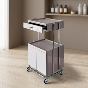 Luxury Salon Furniture Hairdressing <b>Work</b> Cart Gold Stainless Steel Salon Cart with Storage Cabinet - Product Image 1
