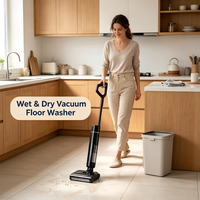 Aspirateur Laveur de Sols Sans Fil Portable, Nettoyage des Bords à 180 Degrés, Zéro Espacement, Auto-Nettoyage à un Bouton, Humide et Sec