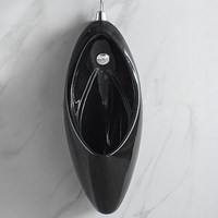 Urinoir mural moderne en céramique noire avec chasse d'eau automatique à capteur pour salle de bain masculine à domicile