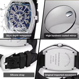 <span class=keywords><strong>Reloj</strong></span> de Pulsera de Cuarzo Vintage de Lujo para Hombre, Ecológico, con Correa de Cuero de 20 mm, Caja de Aleación de 42 mm, 10 mm, Estilo Náutico, con Diamantes, Retro - Product Image 6
