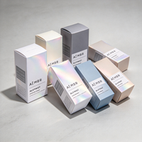 Emballage personnalisé écologique réutilisable pour produits de soin de la peau, emballage holographique artisanal, emballage imprimé personnalisé, étiquette privée personnalisée
