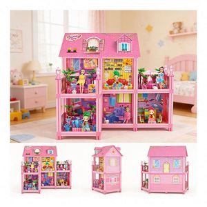 ชุดบ้านตุ๊กตาขนาดเล็กพร้อมเฟอร์นิเจอร์ ของเล่นเด็ก ชุดบ้านจำลอง ของขวัญสำหรับเล่นบทบาทสมมติ - Product Image 2