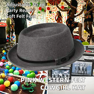 Chapeau de cow-boy en feutre rose Western FF2797 avec cordon de serrage réglable, pour adultes, unisexe, 100% polyester, toutes saisons - Product Image 2