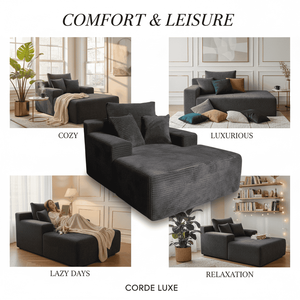 Sofá Individual de Pelo de Conejo Comprimido, Sillón Jumbo Tipo Bloque de Tofu con Cojín Cuadrado de Esponja y Brazos Cuadrados - Product Image 5