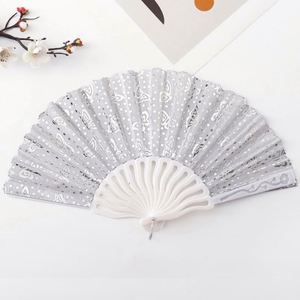 7-Inch Gold Foil Folding Fan Easy to Open and Close Painted Bamboo with Hanfu Clothing for New Year Halloween Girlish <b>Gift</b> - Product Image 3