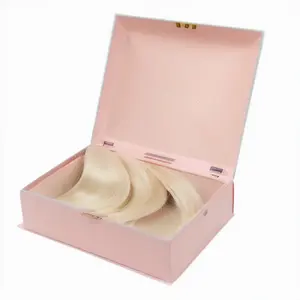 Caixa de papel de cetim para presente, popular, caixa de papelão personalizada para cabelo, peruca magnética rosa, caixa de luxo