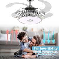 Ventilateurs de plafond en cristal avec lumières RGB, contrôle par télécommande/application, montage encastré, 3 CCT, lumières blanches à intensité variable + lecteur de musique, 6 vitesses, 42 pouces