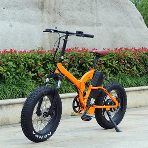 새로운 모델 500W 접이식 지방 Ebike 4 인치 뚱뚱한 타이어 카키 색상 인기있는 미국 전기 자전거 성인 전기 접이식 자전거