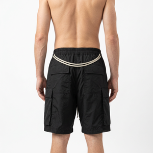New Design Solid Color High Street Loose Multi-pocket Anti-Wrinkle Mid Elastic Waist <b>Woven</b> Worsted Board <b>Shorts</b> <b>Men</b> Summer - Product Image 3