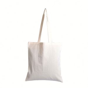 Sac fourre-tout en toile de coton imprimé, à longues poignées, blanc naturel, recyclé, écologique, pour l'école, les courses et le déjeuner - Product Image 2