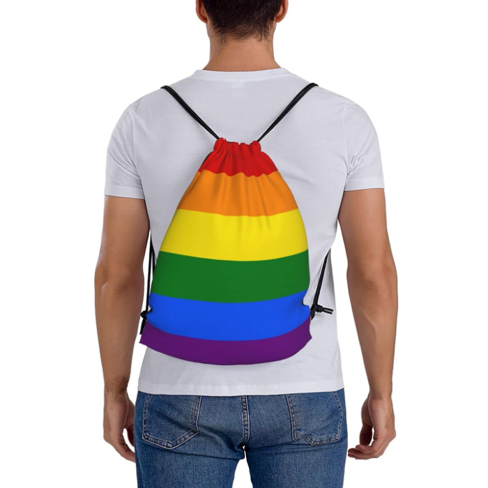 Born This Way LGBT Rucksack Mit Kordelzug, Regenbogen-Herz – Unisex, 42x36 Cm, Für Sport & Reisen