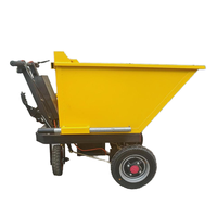 Nuevo Carro de Transporte Eléctrico para Construcción, Remolque con Contenedor Inclinable de Empuje Manual con Motor, Carretilla Eléctrica