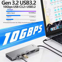 Hub USB 8-in-1 M.2 NVMe SATA SSD Enclosure Penyimpanan USB3.2 Tipe-c ke HDTV Laptop Dock Station Adaptor USB untuk Macbook