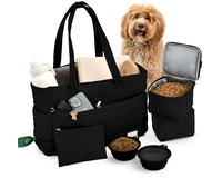 Sac de voyage pour chien Pufferes pour les propriétaires de chiens avec bols et compartiment de rangement pour nourriture, grande capacité, sac à dos en polyester (fermeture éclair de 5 pouces)