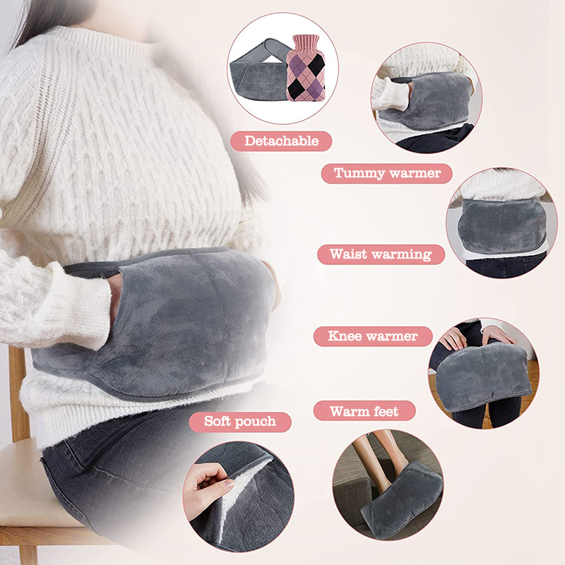 china factory customized small rubber hot water bottle belt medical bs hot water bag with cover