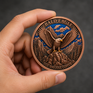 Pièce de monnaie Aigle <span class=keywords><strong>chauve</strong></span> en cuivre pur 999 de 1 oz, motif sommet de montagne et ailes épanouies, médaille de collection artistique - Product Image 2