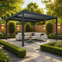 Toit à lamelles motorisé de luxe avec éclairage LED, télécommande, système intelligent imperméable 6063-T5, pergola bioclimatique en aluminium