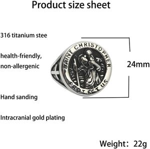 Punk Biker Christian Cross Statement Siegelringe St Christopher Schützen Sie uns Ring für Männer Edelstahl Religiöser Amulett ring - Product Image 2