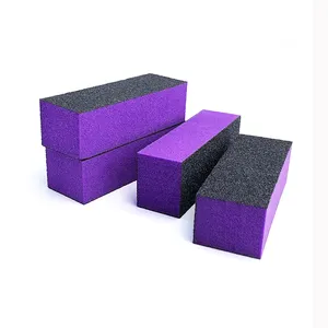 Disposable 3 Ways Nail Buffer Block Sanding Sponge 500Pcs/Case Orange Purple 3 Sides Professional Nail Buffer