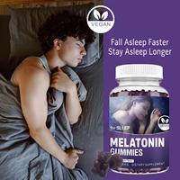 Gummies de mélatonine véganes à marque privée Amaz OEM, complément de sommeil au goût naturel, gummies pour un sommeil rapide pour adultes