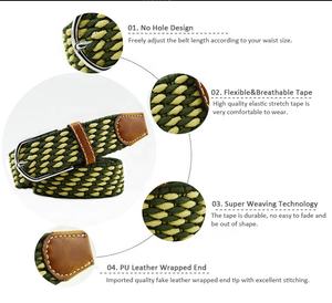 2025 nouveau Design personnalisé Unique hommes rayé couleur tressé élastique Stretch tissé tissu <span class=keywords><strong>ceinture</strong></span> pour jean Golf pantalon - Product Image 2