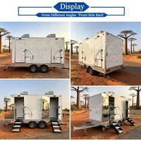 Remorque Sanitaire Mobile 4 Cabines avec Double Essieu, Évier et Miroir pour Festivals, Parcs, Mariages et Chantiers