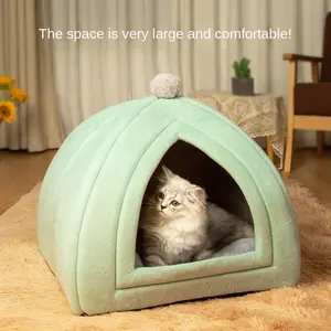 Pet toptan kedi kulübesi kış sıcak köpek kulübesi dört mevsim evrensel kedi evi yarı kapalı kedi yatak ev evcil hayvan kulubesi