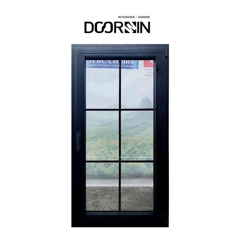 Doorwin finestre a battente in legno rivestite in alluminio con telaio stretto in alluminio con doppi vetri personalizzati Doorwin