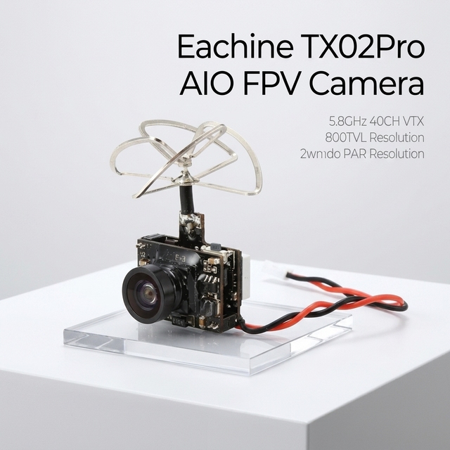 Eachine TX02Pro AIO FPV Camera 5.8G 40CH 200mW VTX Smart Audio OSD 700TVL 1/4 CMOS NTSC Transmitter for Mini RC Drone