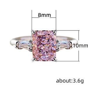 Anillo de compromiso H262 para mujer con circonita cúbica de corte princesa, piedra preciosa geométrica creada en laboratorio, engaste de púas, anillos de moda - Product Image 4