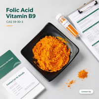 Asam Folat 99 Persen Bubuk Kristal Kuning Kelas Makanan Vitamin B9 untuk Penggunaan Pembuatan Suplemen Makanan