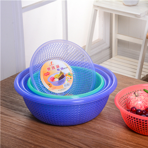 Küchengeräte Hersteller Großhandel Kunden spezifische Farben PP Kunststoff Obst Gemüse Runde Wasch ablauf korb - Product Image 1