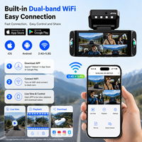 Caméra de tableau de bord 4CH Mini 4K UHD avec objectif fisheye 360 °   Caméra embarquée WiFi GPS grand angle avec enregistreur vidéo et moniteur de stationnement