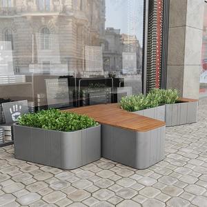 Jardinières de fleurs en acier irrégulier à l'<span class=keywords><strong>intérieur</strong></span> avec décor de salle de banc en bois grands pots de plantes en métal - Product Image 4