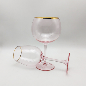 Venta al por mayor copas de <span class=keywords><strong>gafas</strong></span> color de rosa en células madre ware de diseños con borde dorado - Product Image 5