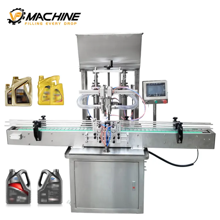 Factory customized product linear engine oil bottle automatic filling machine with conveyor belt