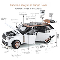 Modèle de voiture en alliage moulé sous pression 1:18 Land Rover Range Rover SUV 2023, jouet de décoration avec son et lumière, portes ouvrables, vente en gros