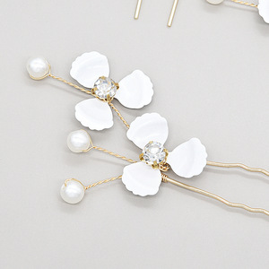 Petite fleur blanche faite à la main, diadème orné, décoration de mariage, épingle à <span class=keywords><strong>cheveux</strong></span> pour <span class=keywords><strong>mariée</strong></span> et demoiselle d'honneur, accessoire pour <span class=keywords><strong>cheveux</strong></span> <span class=keywords><strong>courts</strong></span>, fermoir - Product Image 3