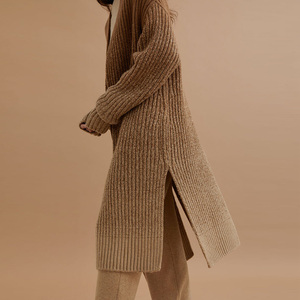CHUANG YU 2022 Pull en cachemire personnalisé tricoté côtelé grande taille, cardigan long en <span class=keywords><strong>laine</strong></span> et cachemire pour <span class=keywords><strong>femme</strong></span>, <span class=keywords><strong>manteau</strong></span> en cachemire - Product Image 3