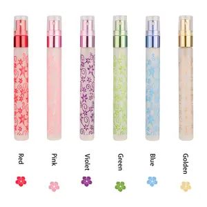 Manufacture Direct Wholesale 10ml Pocket Portable Flower Frosted Empty Spray Perfume Bottle Yiwu Glass PUMP Sprayer Screw Cap