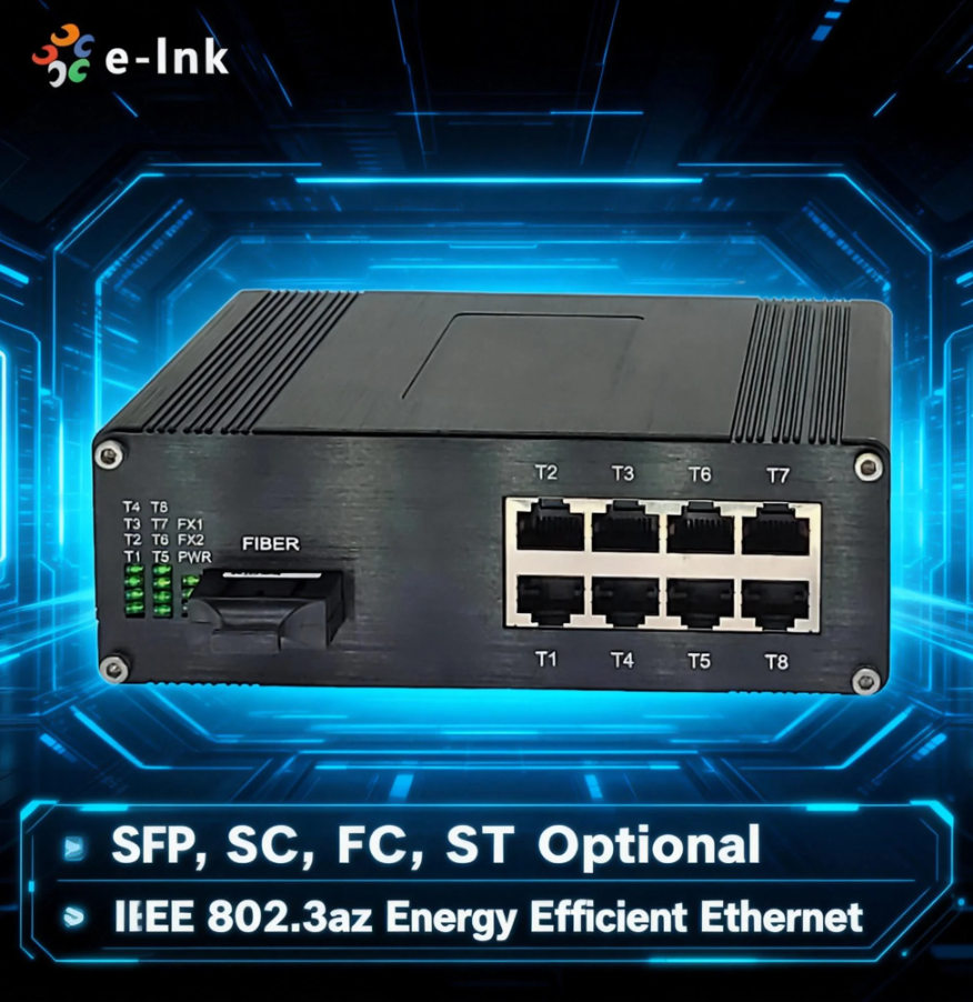 8-Port 10/100/1000Base-T Industrial Switch with Wide Temperature Range -40&deg;C to 80&deg;C Redundant Power