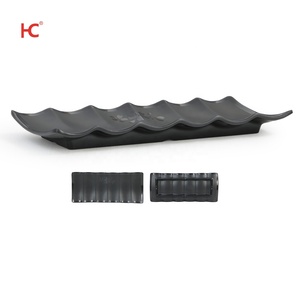 Nordic Unbreakable Large Black Matte Melamine Plastic Tableware Set 4-Piece Restaurant <strong>Tapas</strong> Dinnerware Plated Surface Parties - Product Image 5