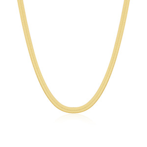 Set di braccialetti di collana in oro semplice con catena piatta in oro e rame di moda Set di gioielli con catena in osso di serpente popolare - Product Image 5