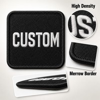 Patch carré personnalisé avec logo, bordure Merrow, brodé, thermocollant pour uniformes, sacs, badge OEM, patch carré personnalisé avec logo